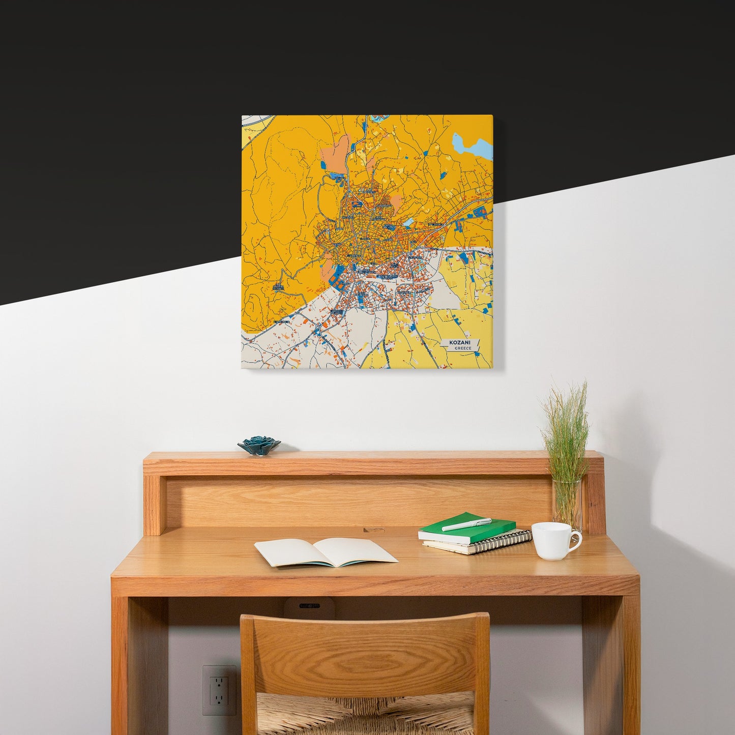 Κοζανη Greece Colorful City Map Canvas Print Scene