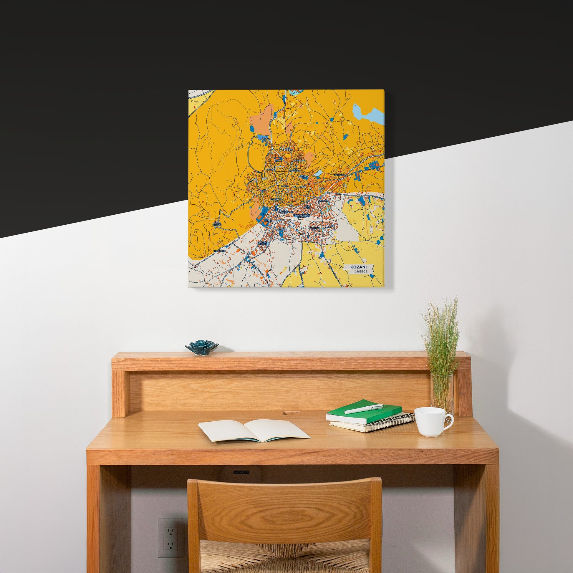 Κοζανη Greece Colorful City Map Canvas Print Scene