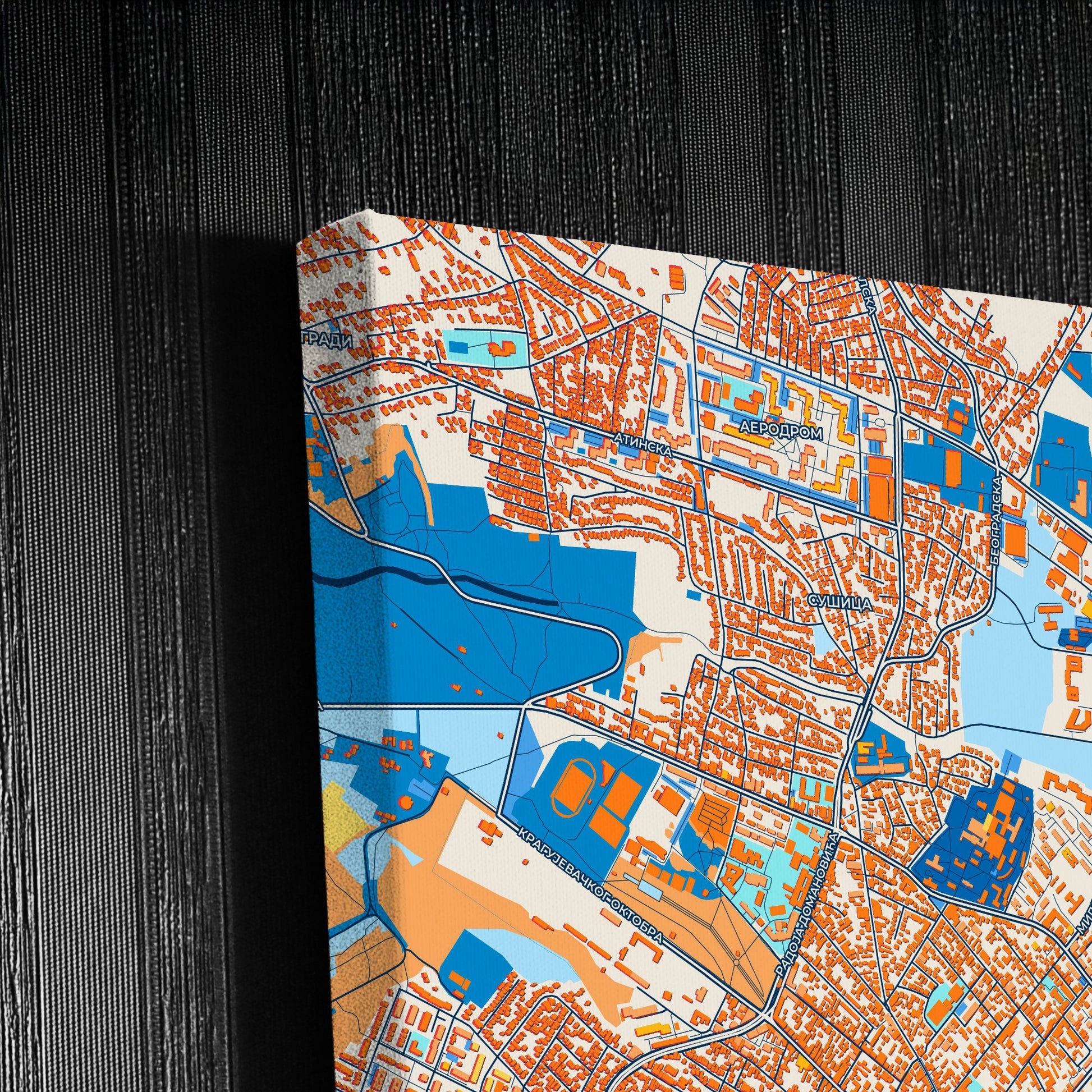 Крагујевац Serbia Colorful City Map Canvas Print Detail