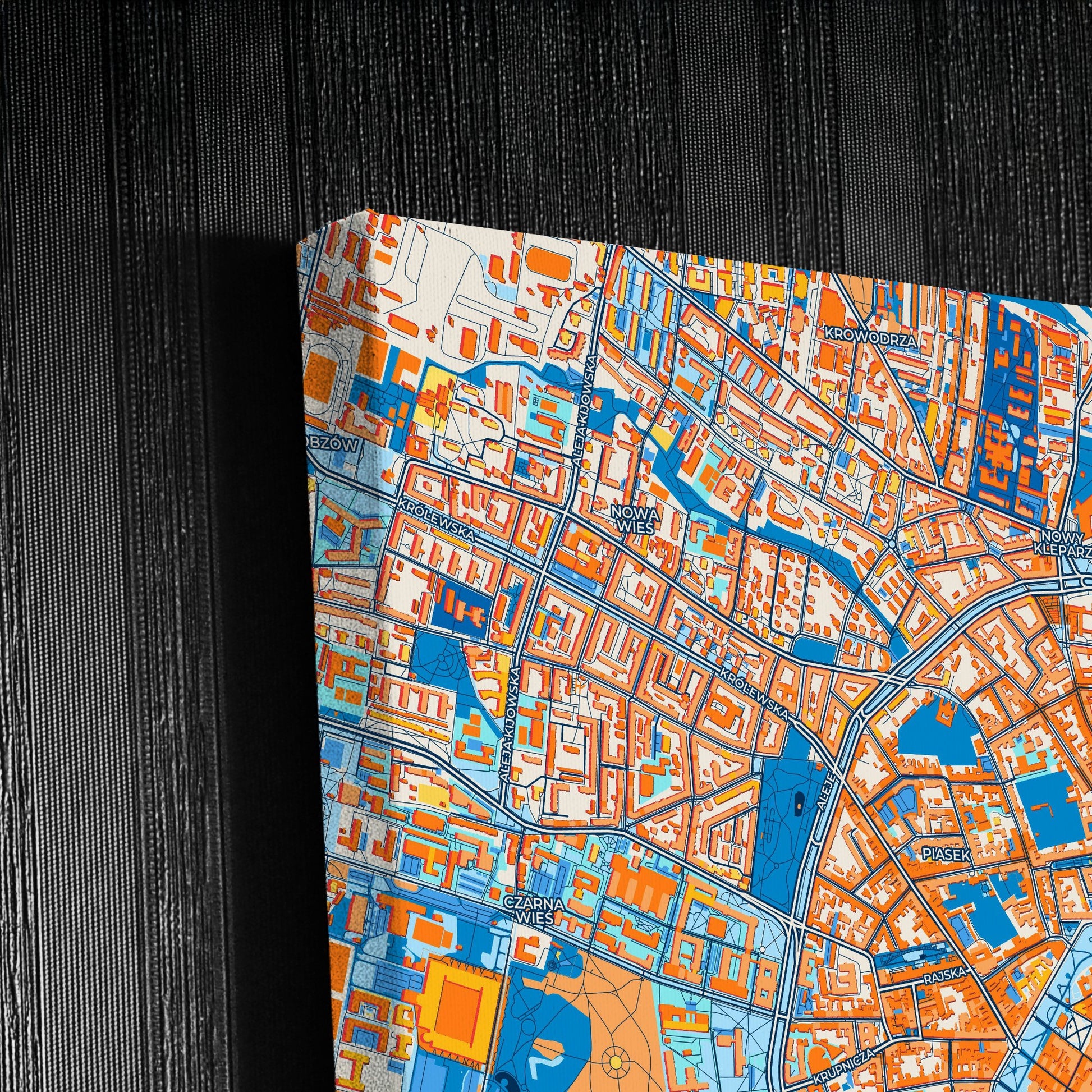 Kraków Poland Colorful City Map Canvas Print Detail