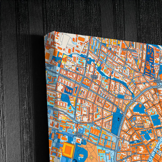 Kraków Poland Colorful City Map Canvas Print Detail