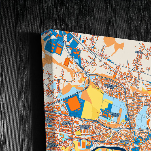 Краљево Serbia Colorful City Map Canvas Print Detail