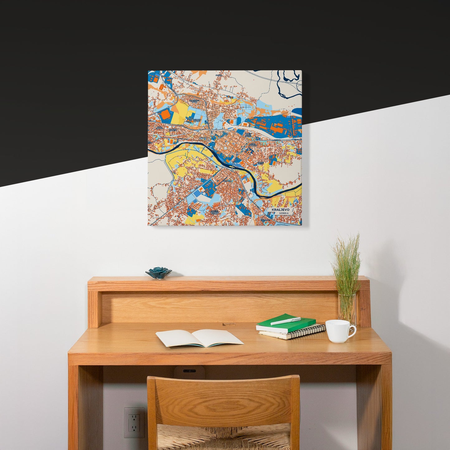 Краљево Serbia Colorful City Map Canvas Print Scene