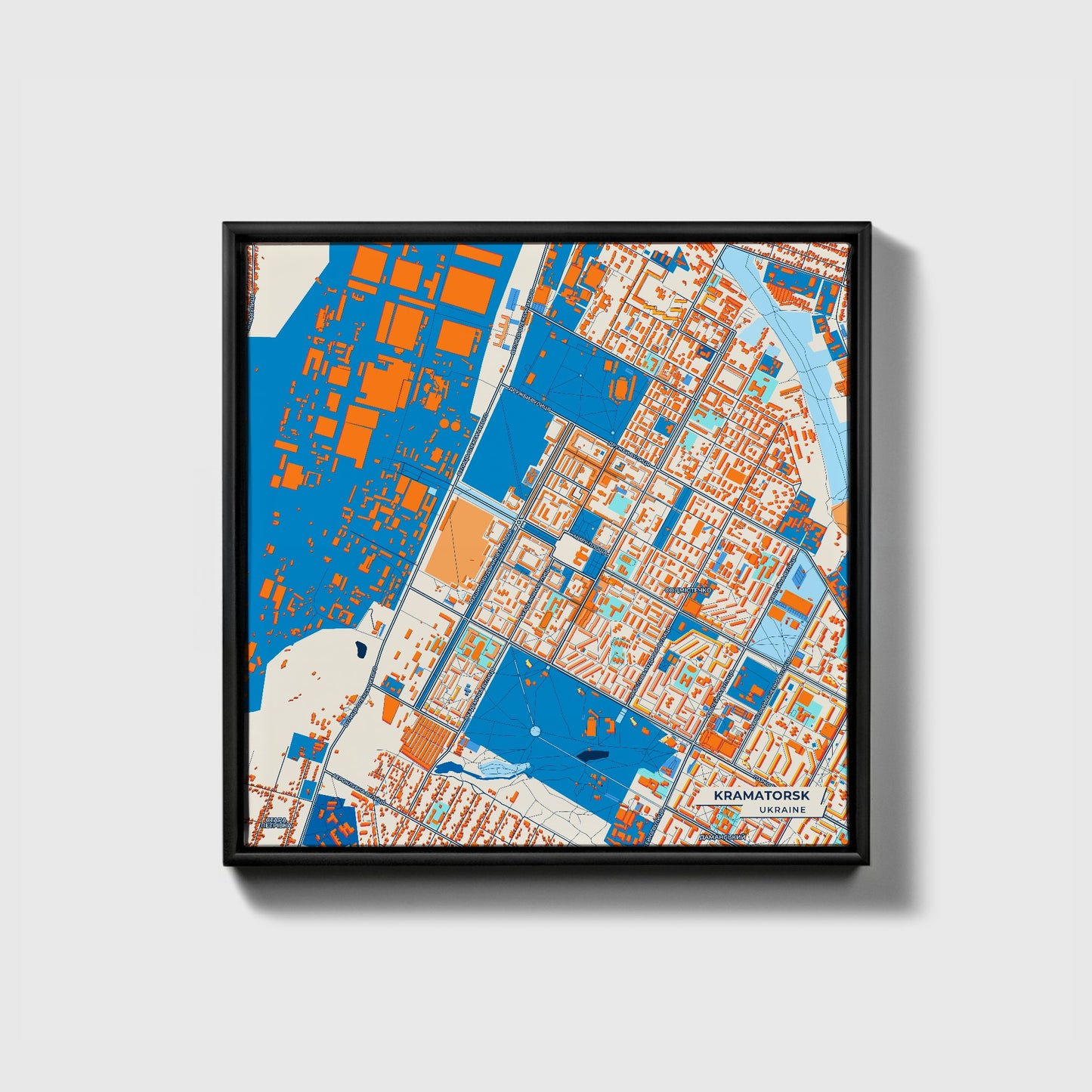 Краматорськ Ukraine Colorful City Map Canvas Print • Black Framed