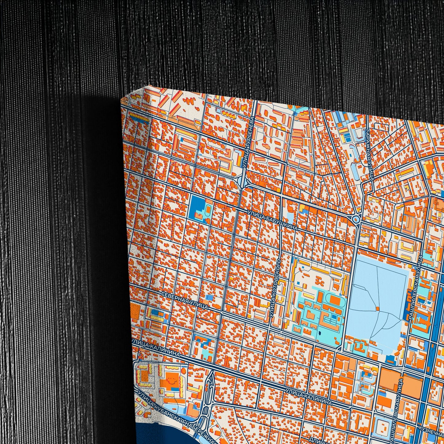 Краснодар Russia Colorful City Map Canvas Print Detail