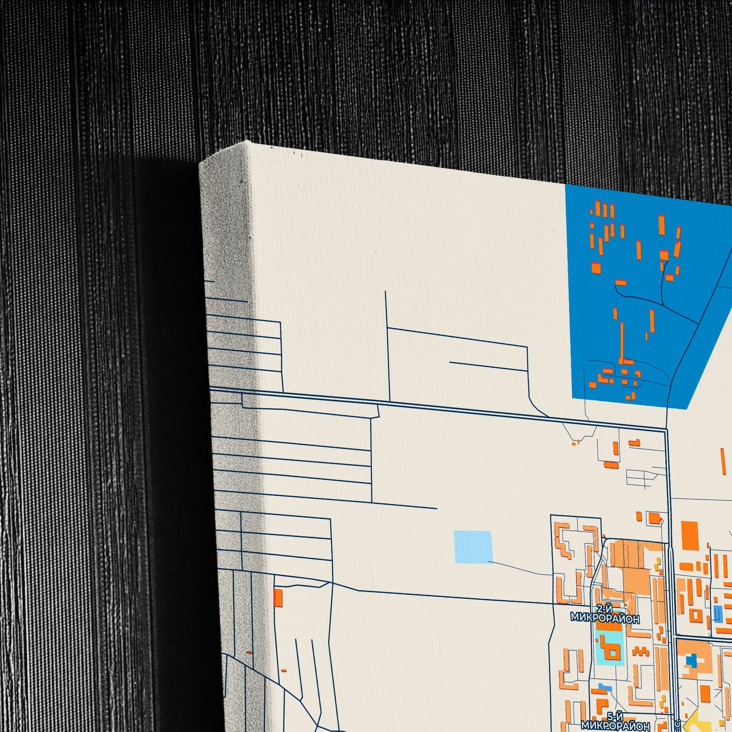 Краснокаменск Russia Colorful City Map Canvas Print Detail