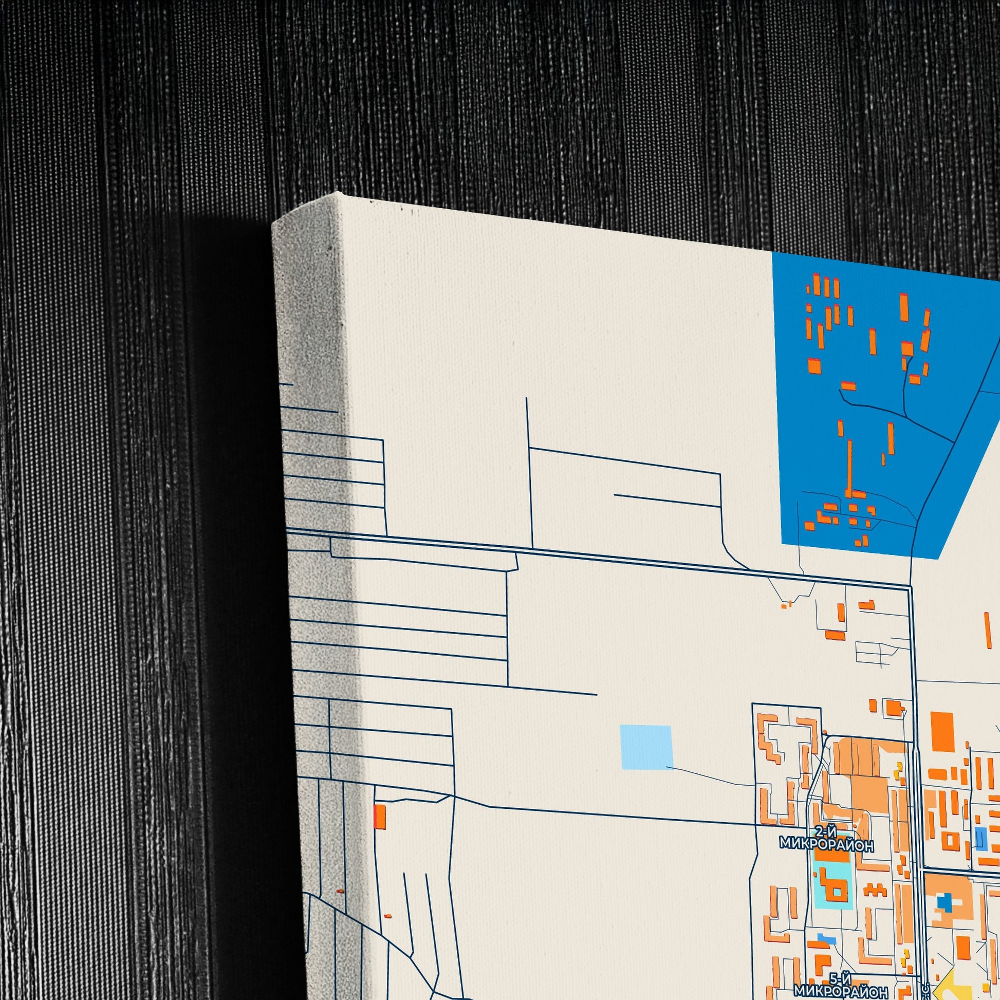 Краснокаменск Russia Colorful City Map Canvas Print Detail