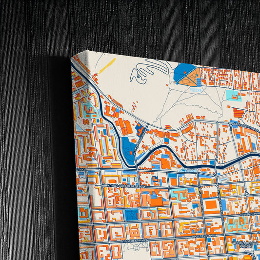 Красноярск Russia Colorful City Map Canvas Print Detail