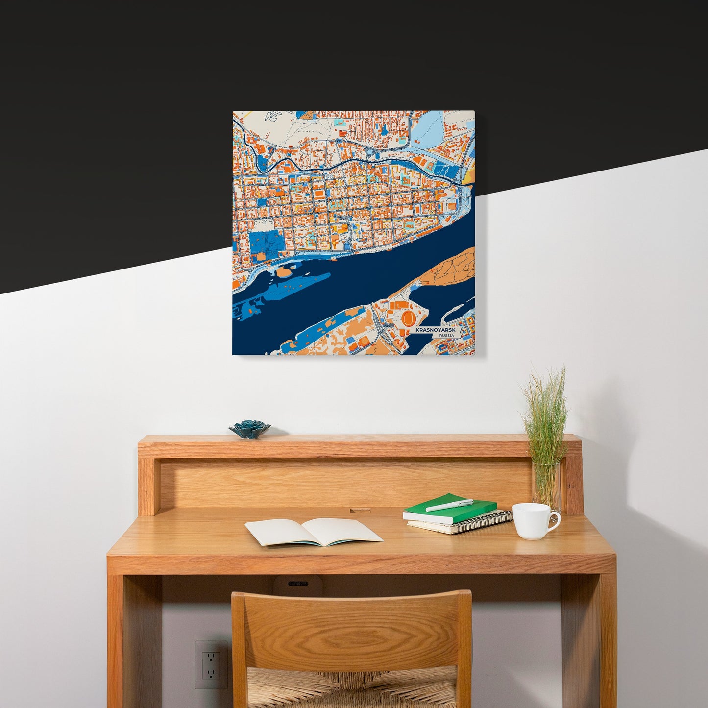 Красноярск Russia Colorful City Map Canvas Print Scene