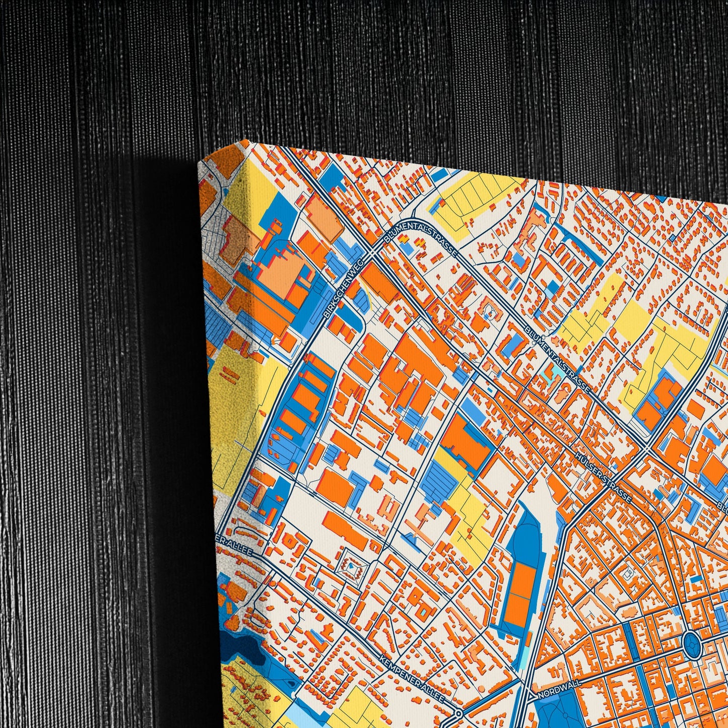 Krefeld Germany Colorful City Map Canvas Print Detail
