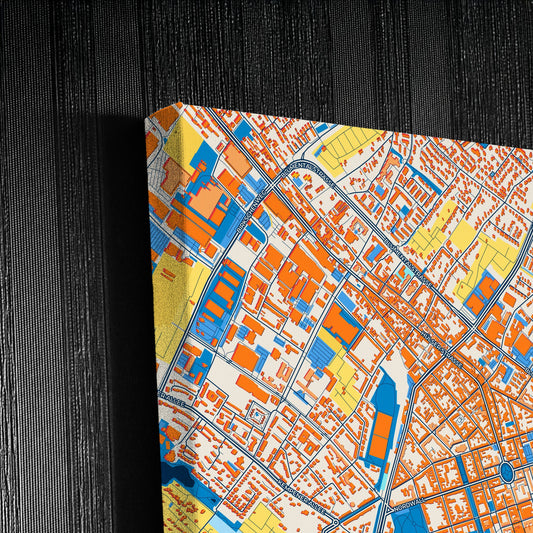 Krefeld Germany Colorful City Map Canvas Print Detail