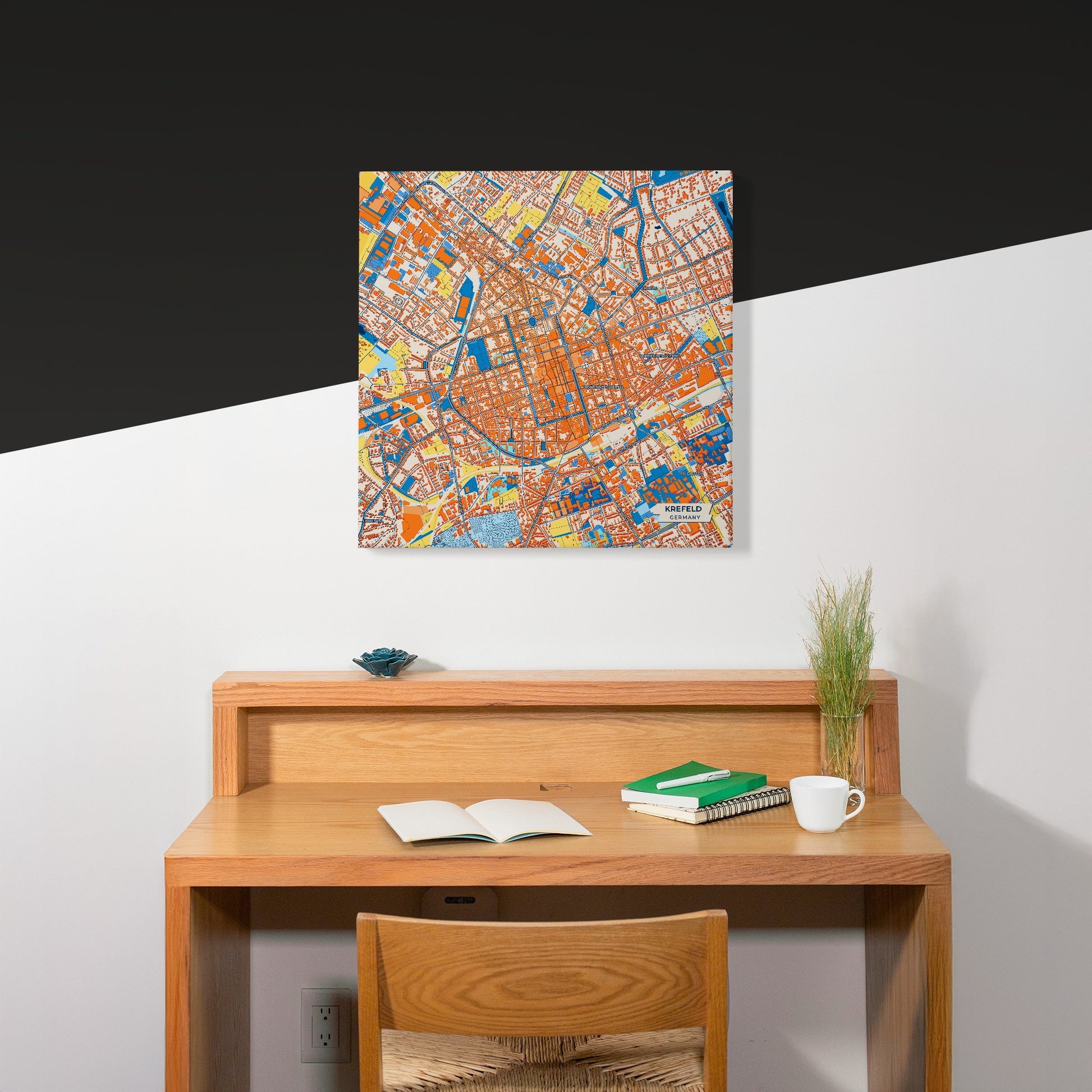 Krefeld Germany Colorful City Map Canvas Print Scene