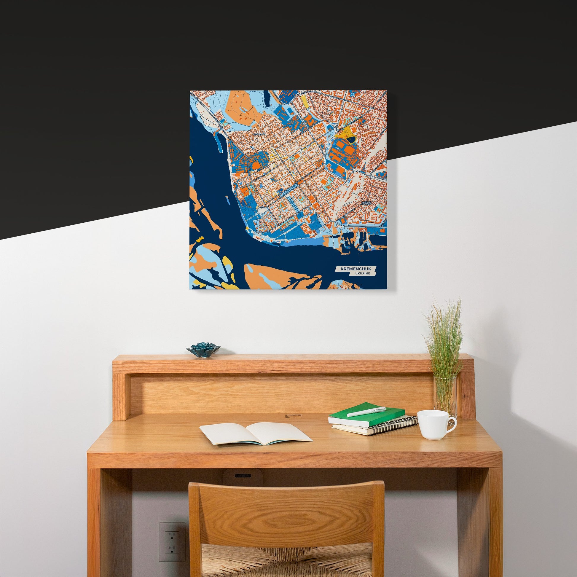 Кременчук Ukraine Colorful City Map Canvas Print Scene