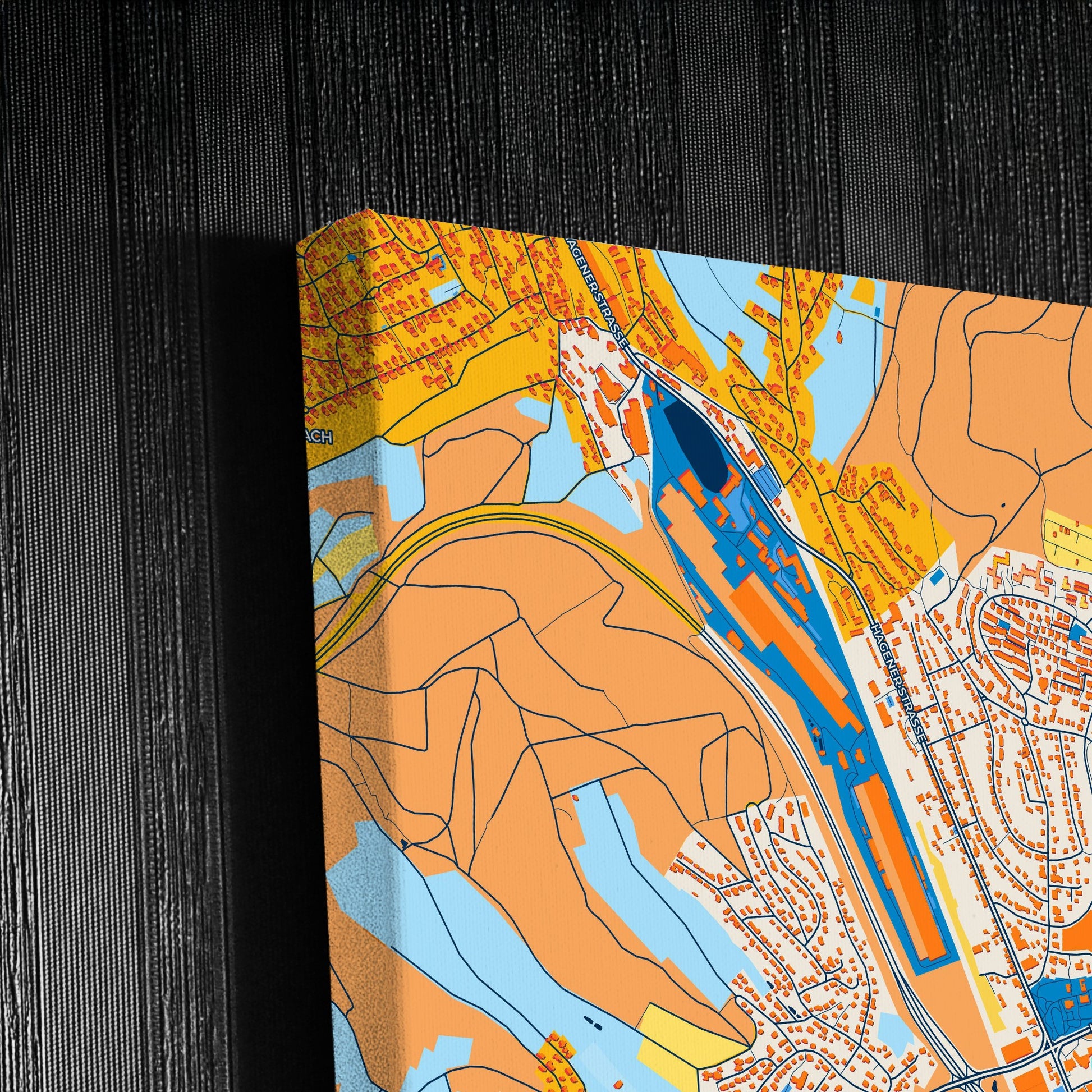 Kreuztal Germany Colorful City Map Canvas Print Detail