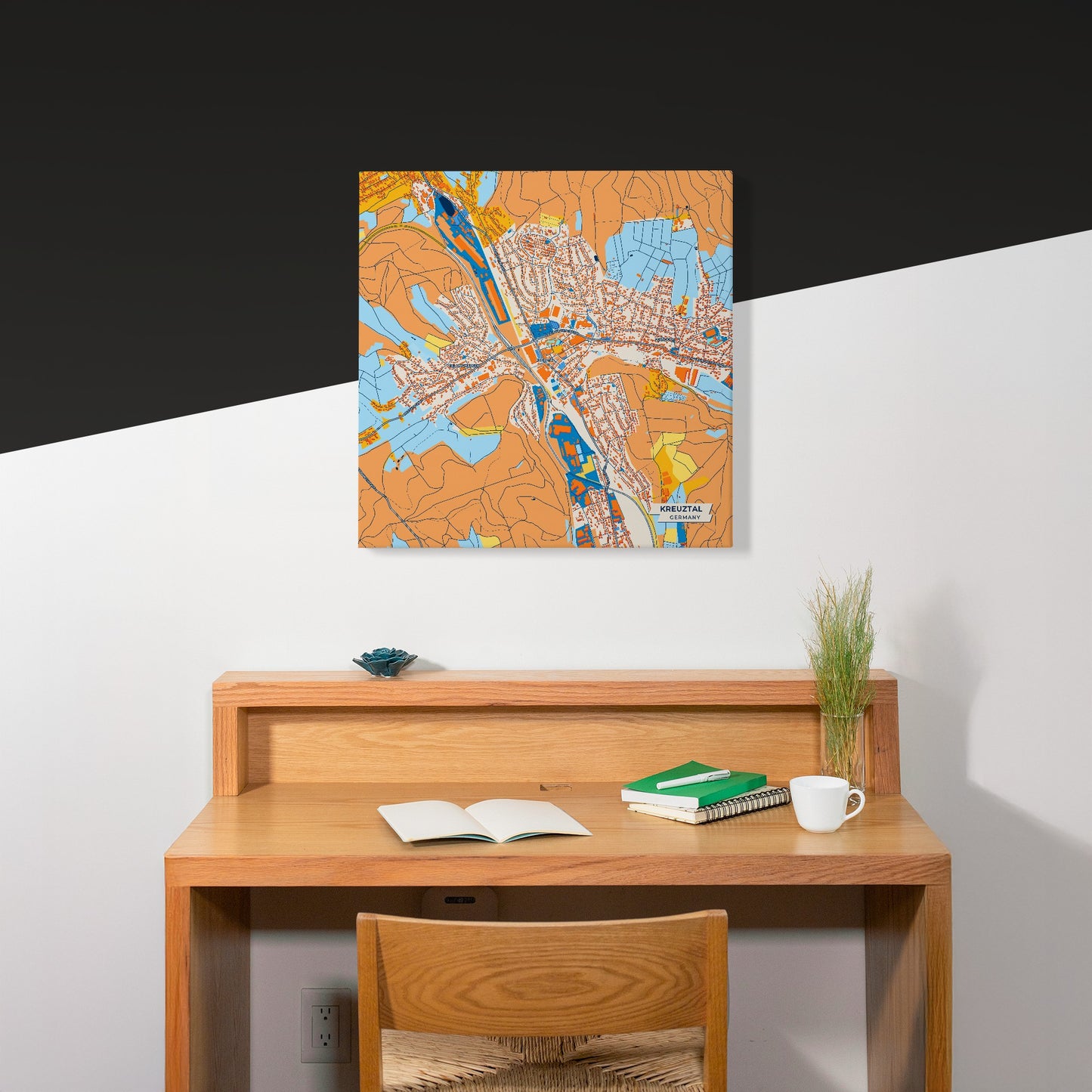 Kreuztal Germany Colorful City Map Canvas Print Scene