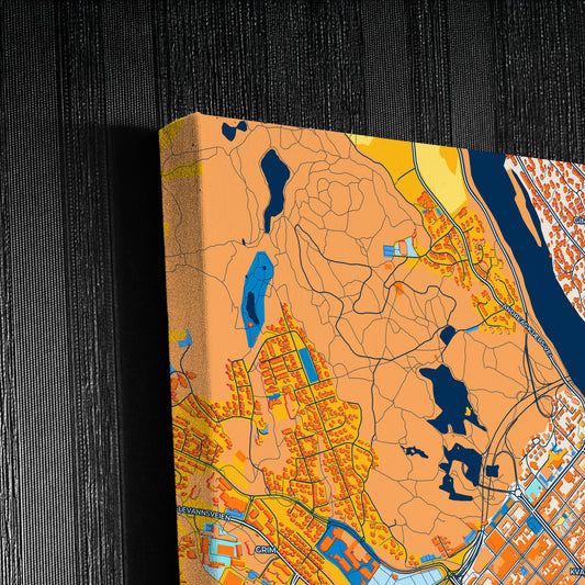 Kristiansand Norway Colorful City Map Canvas Print Detail