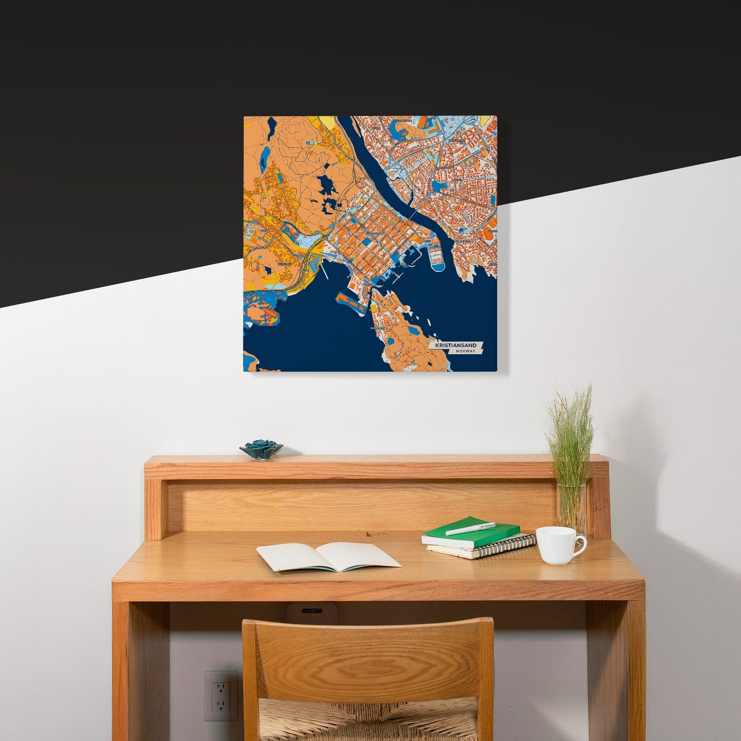 Kristiansand Norway Colorful City Map Canvas Print Scene