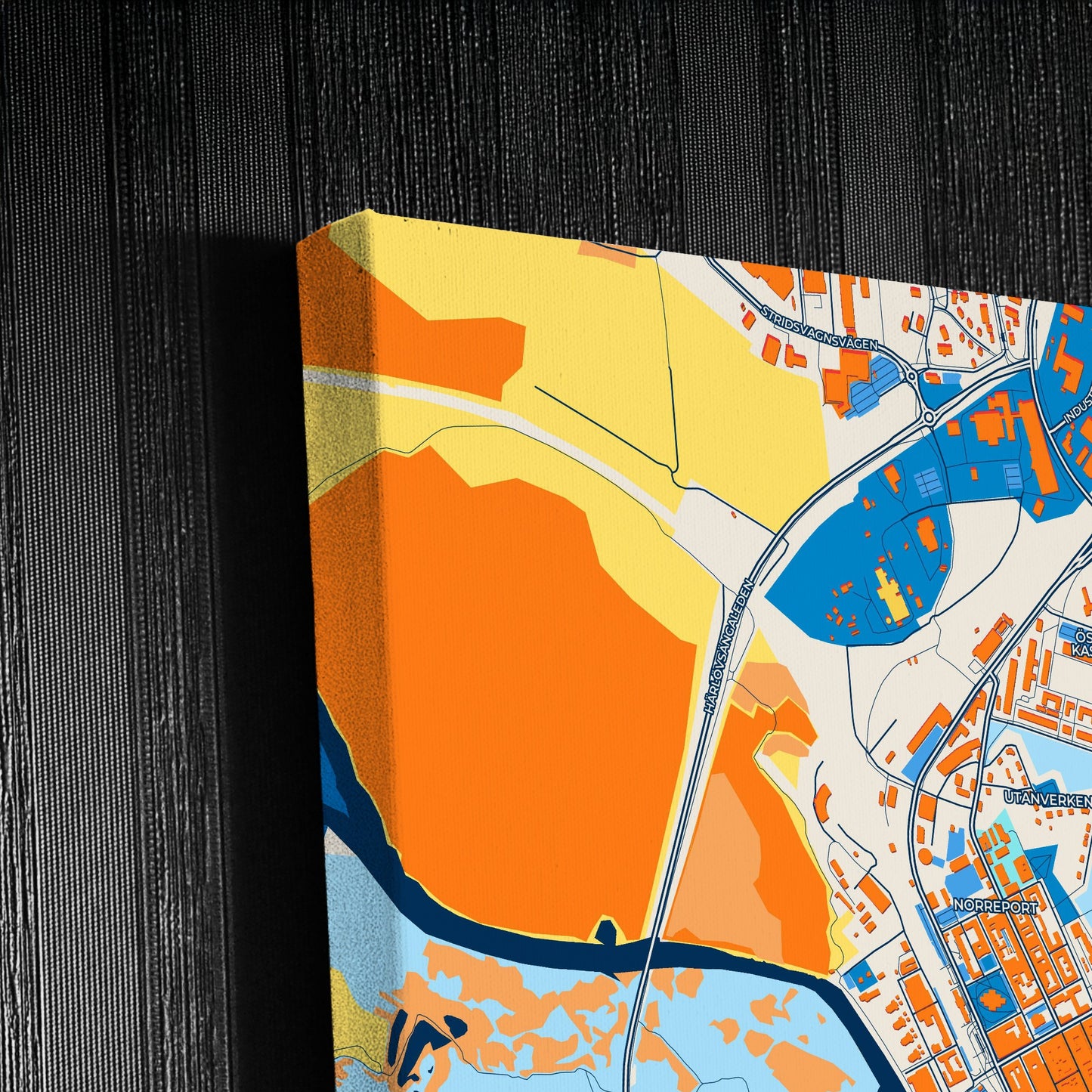 Kristianstad Sweden Colorful City Map Canvas Print Detail