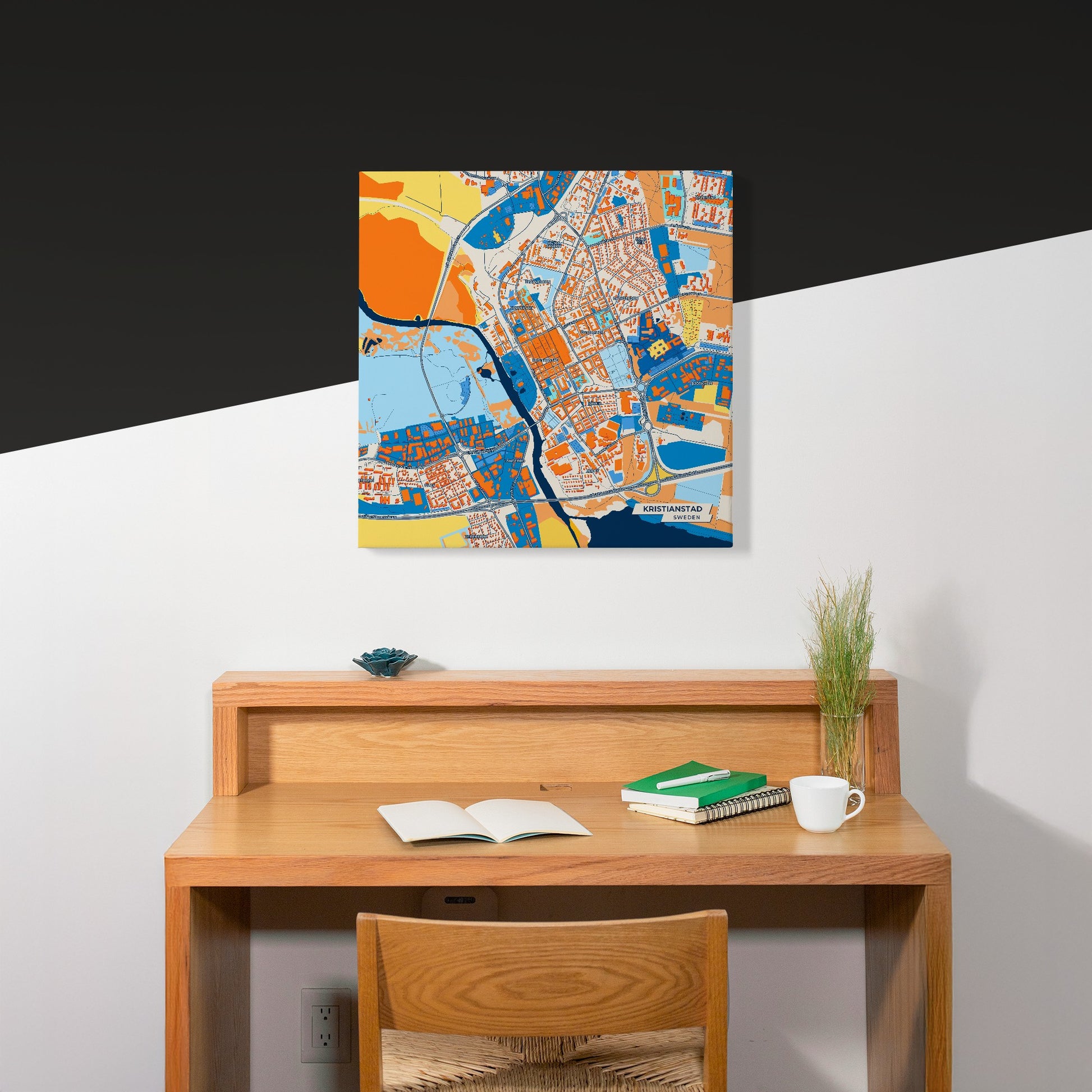 Kristianstad Sweden Colorful City Map Canvas Print Scene
