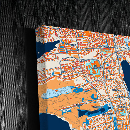 Kristiansund Norway Colorful City Map Canvas Print Detail