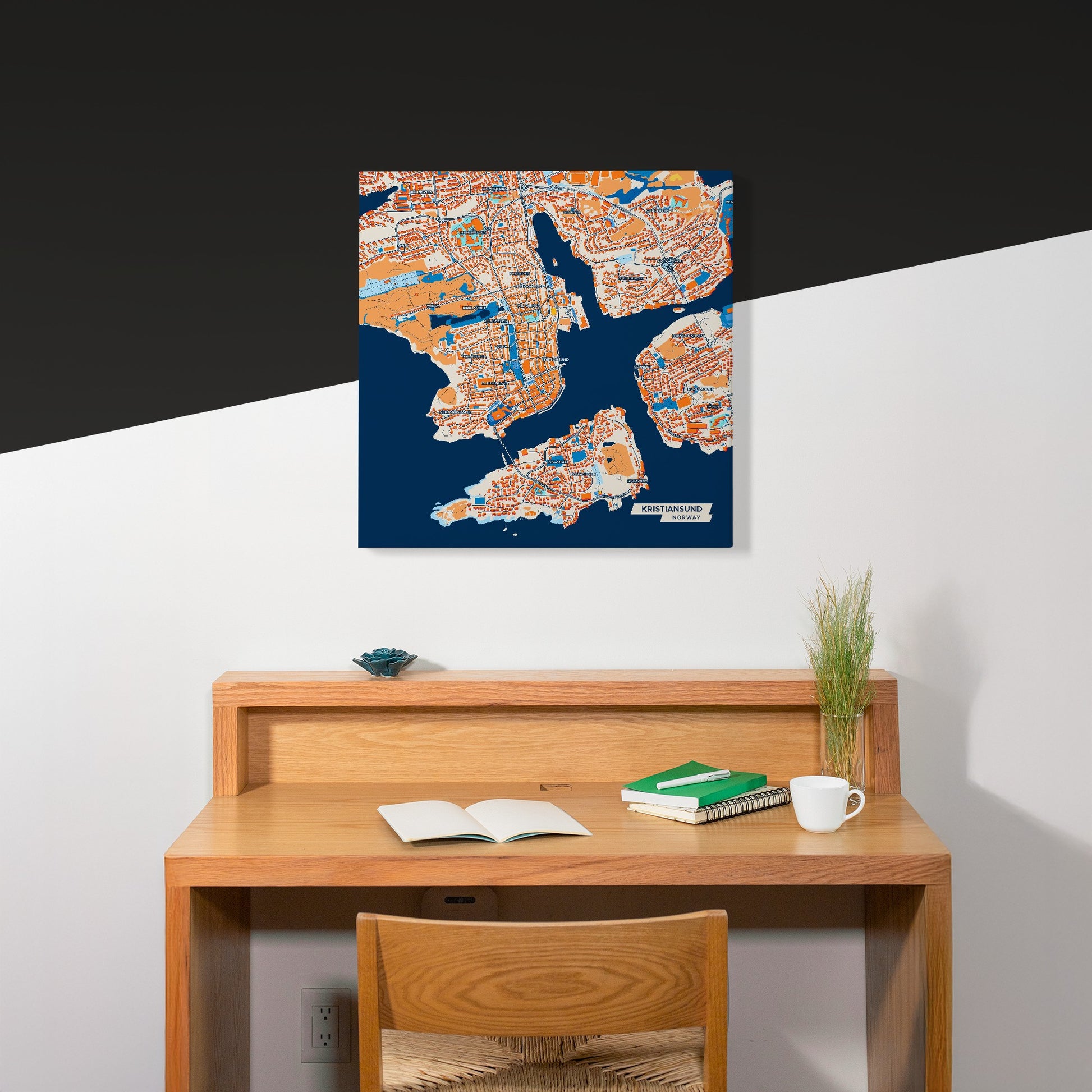 Kristiansund Norway Colorful City Map Canvas Print Scene