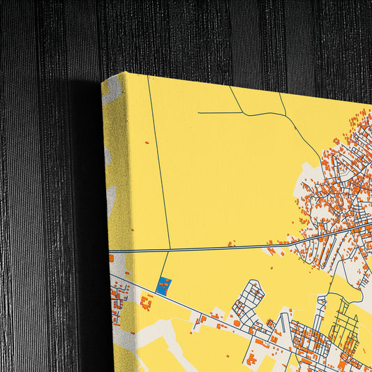 Ksar El Kebir Morocco Colorful City Map Canvas Print Detail