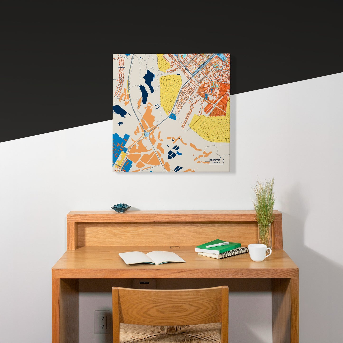 Кстово Russia Colorful City Map Canvas Print Scene