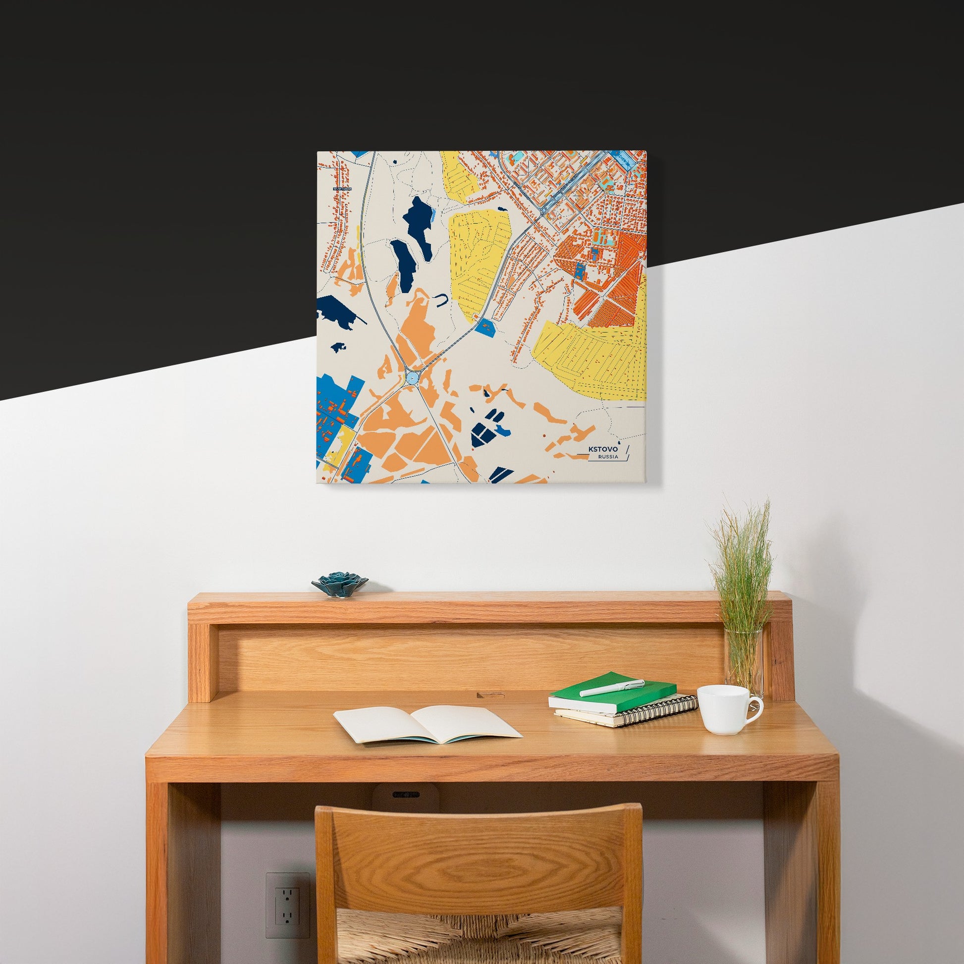 Кстово Russia Colorful City Map Canvas Print Scene