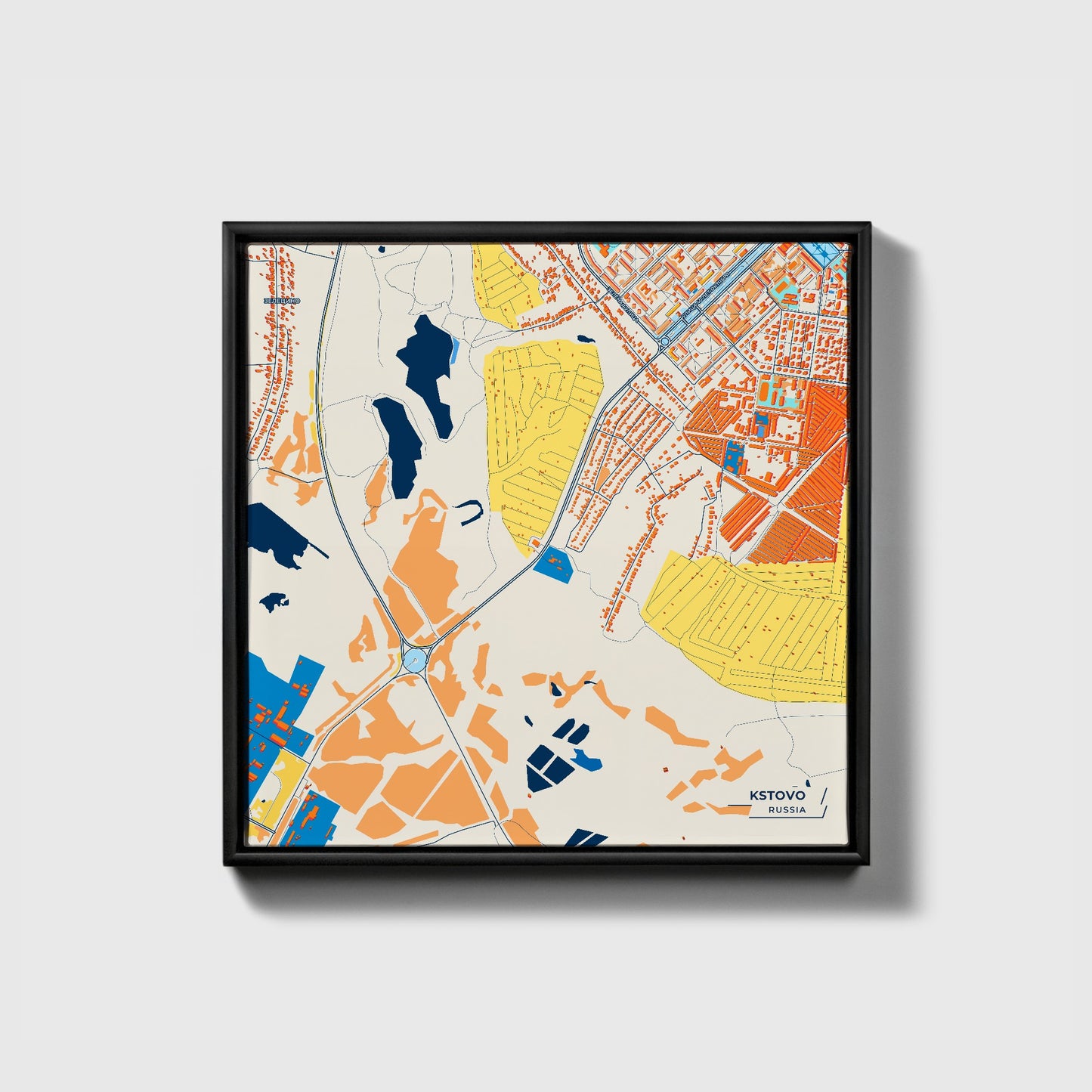 Кстово Russia Colorful City Map Canvas Print • Black Framed