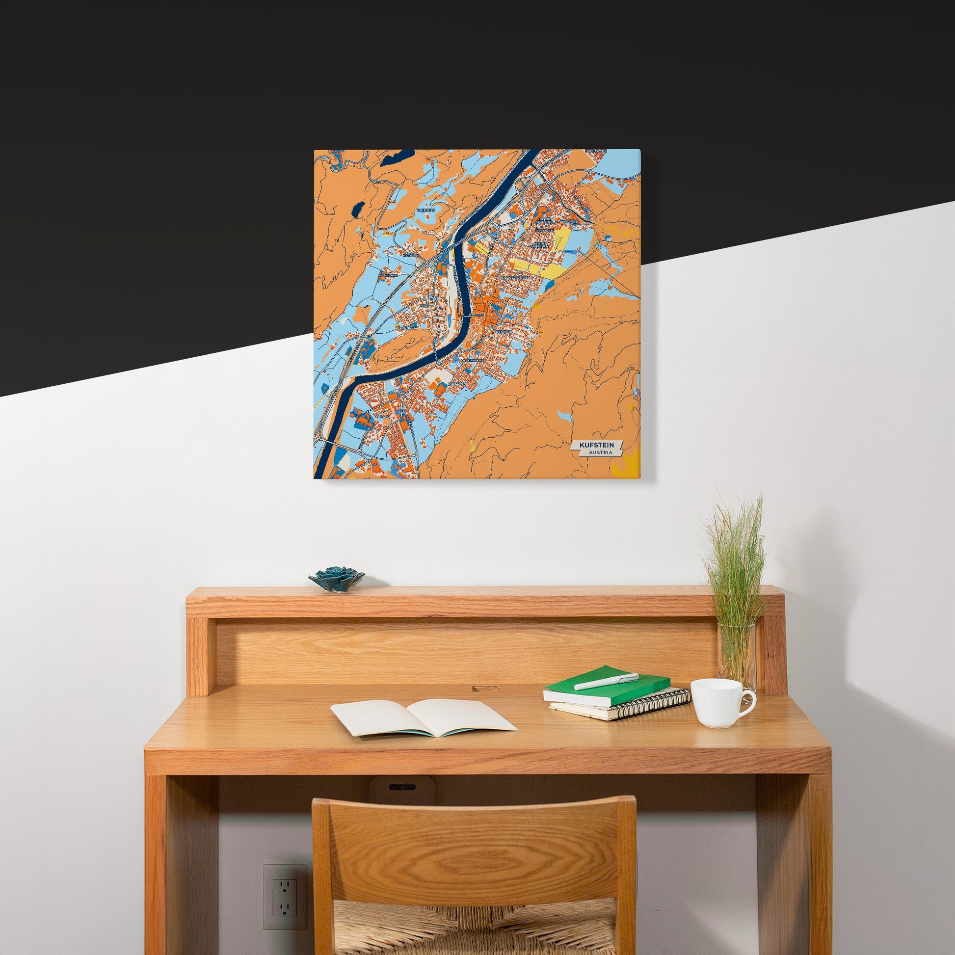 Kufstein Austria Colorful City Map Canvas Print Scene