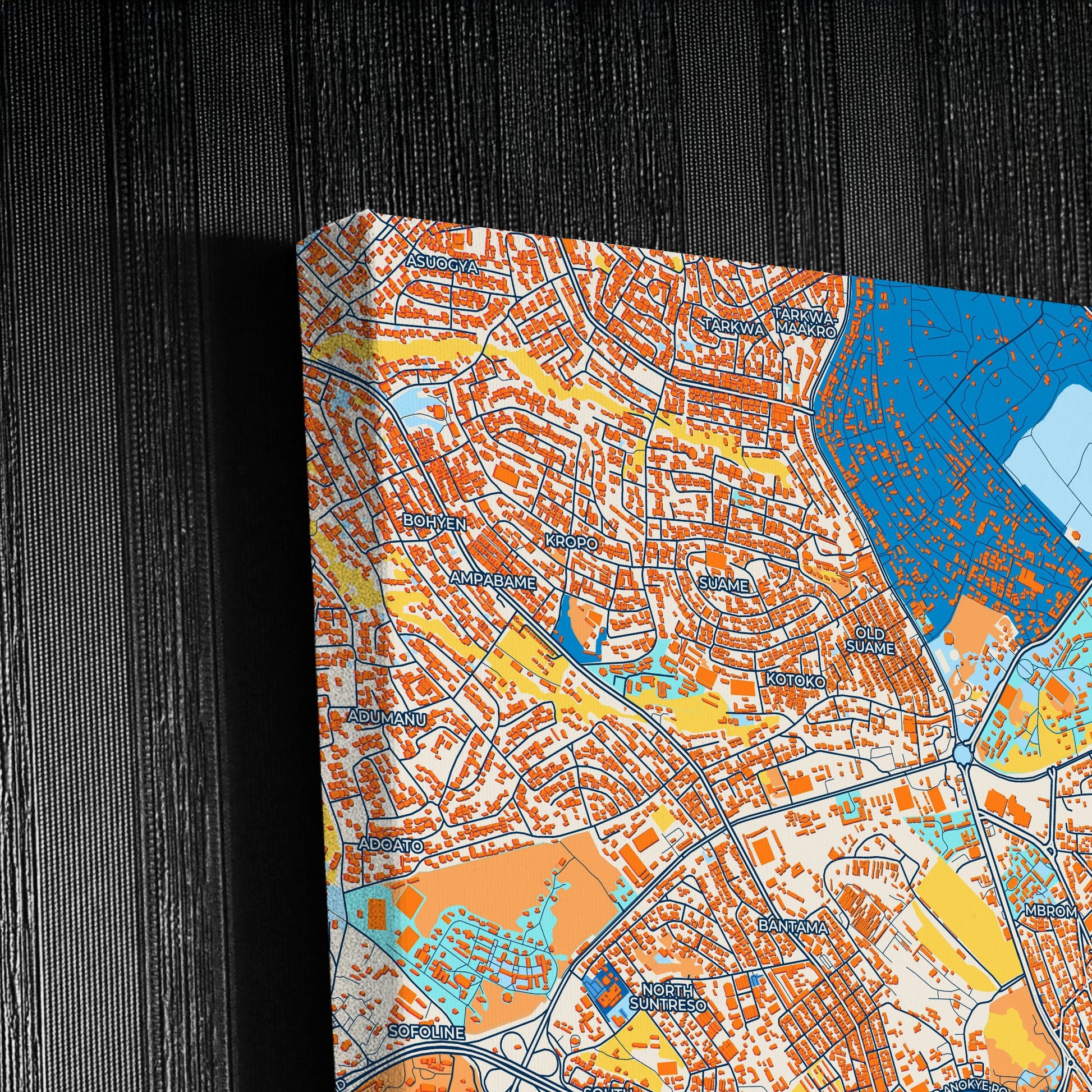 Kumasi Ghana Colorful City Map Canvas Print Detail