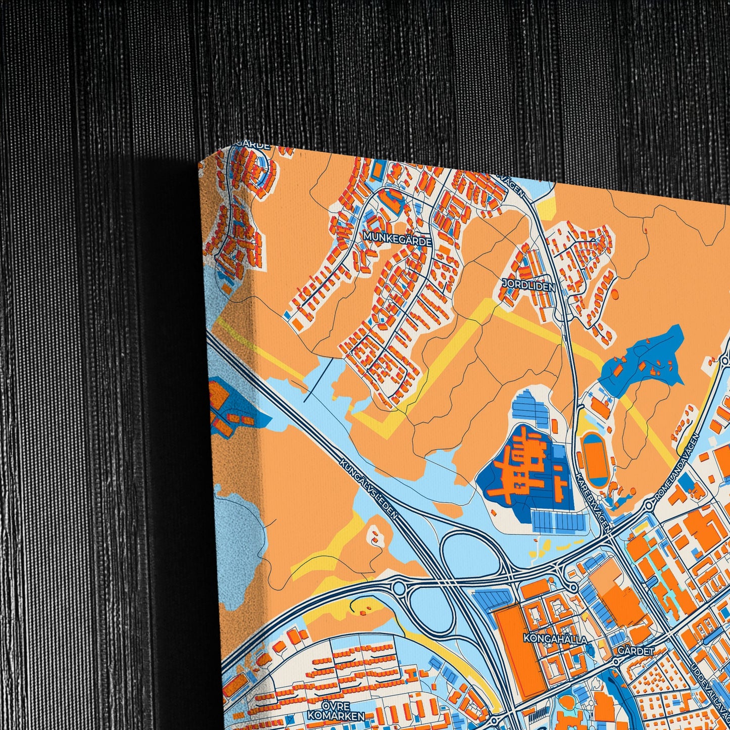Kungälv Sweden Colorful City Map Canvas Print Detail
