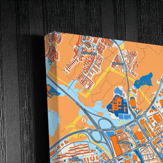 Kungälv Sweden Colorful City Map Canvas Print Detail