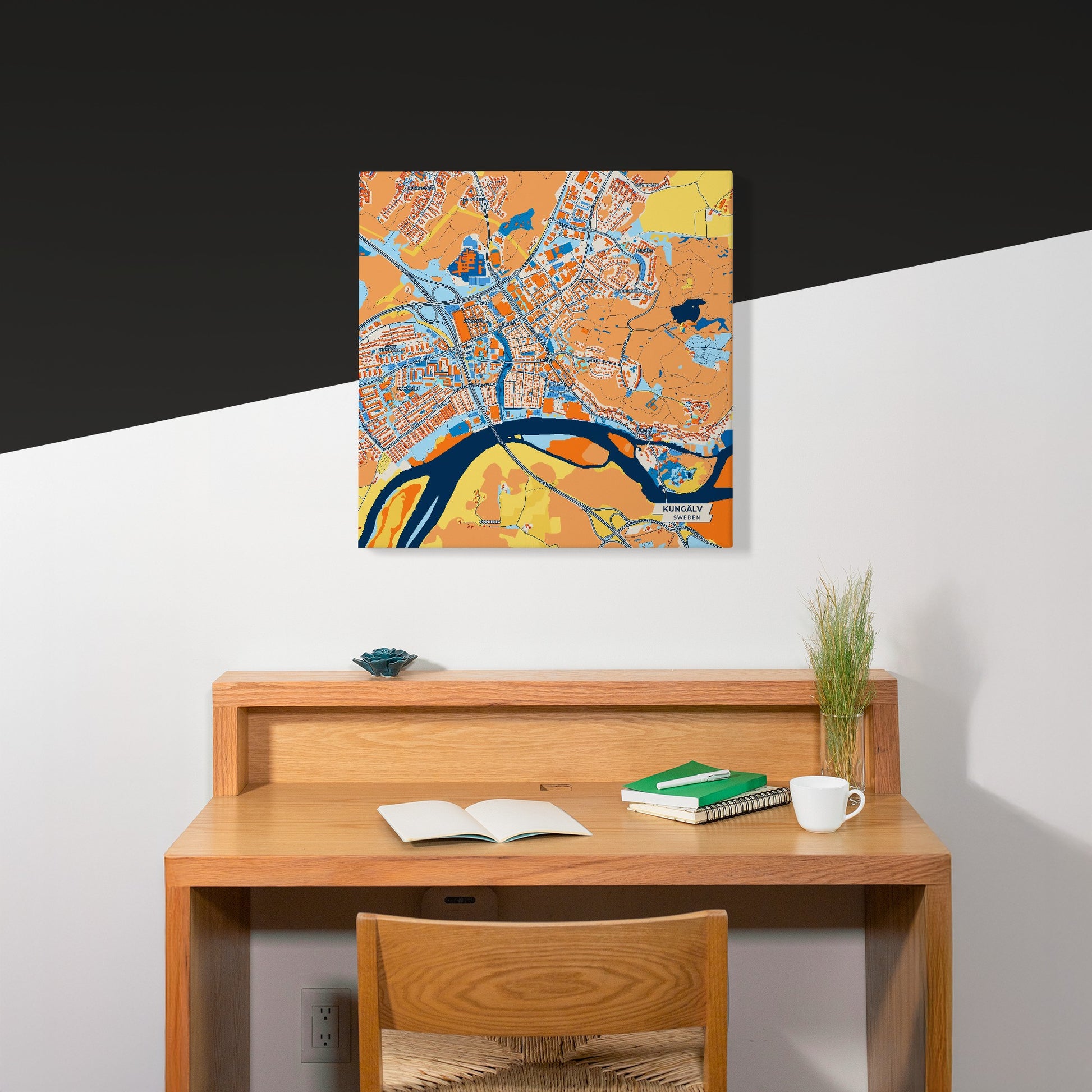 Kungälv Sweden Colorful City Map Canvas Print Scene