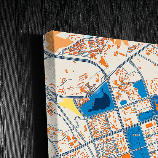 Kunming China Colorful City Map Canvas Print Detail