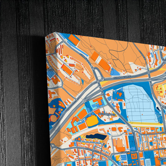 Kuopio Finland Colorful City Map Canvas Print Detail