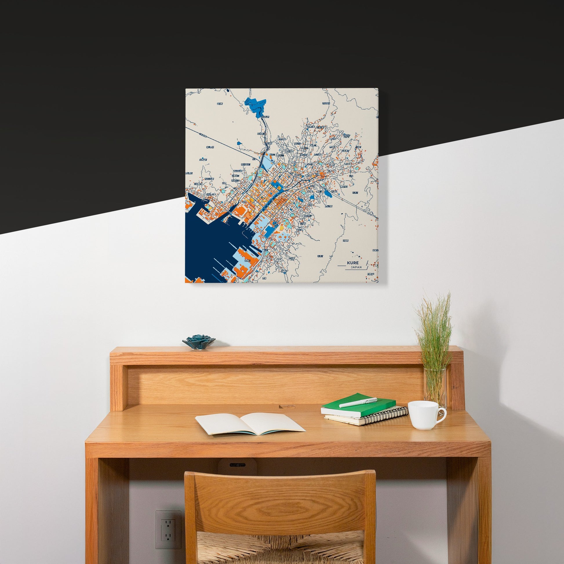 Kure Japan Colorful City Map Canvas Print Scene