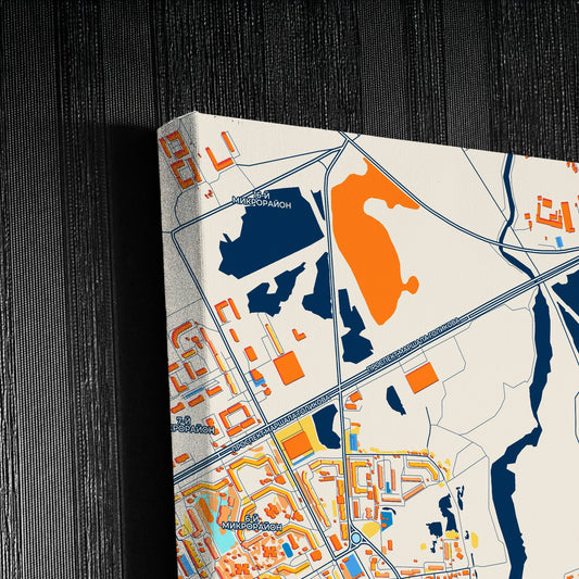 Курган Russia Colorful City Map Canvas Print Detail