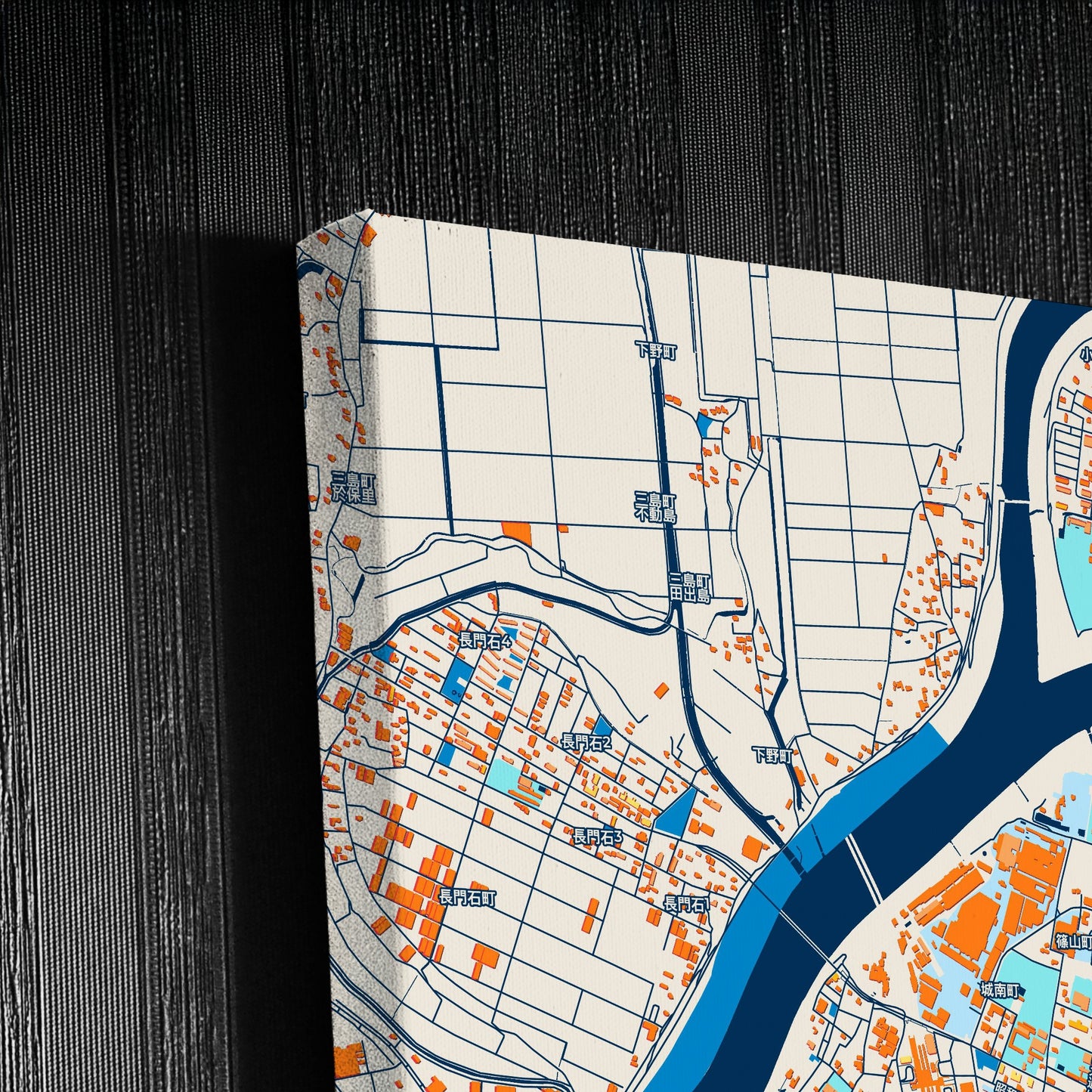 Kurume Japan Colorful City Map Canvas Print Detail