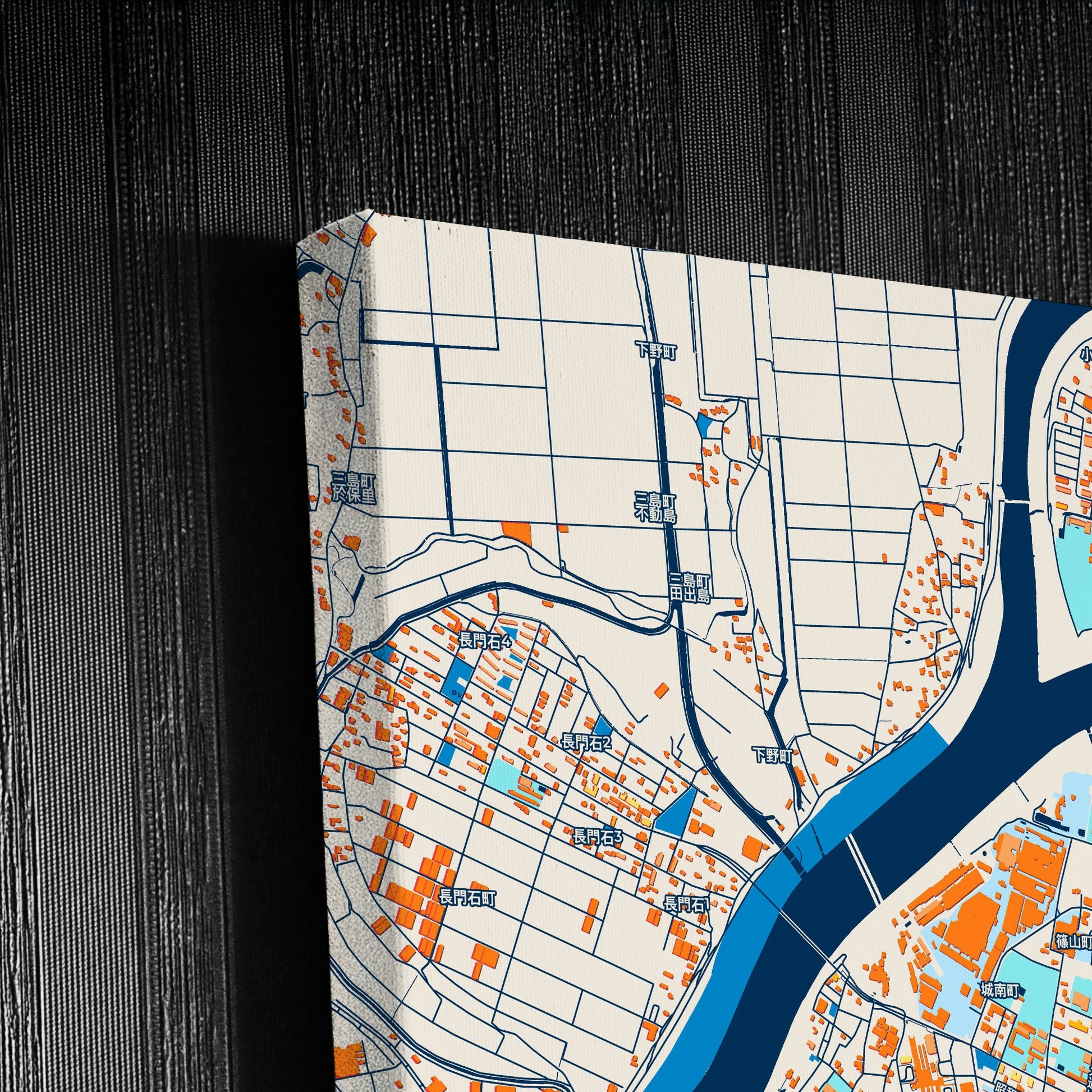 Kurume Japan Colorful City Map Canvas Print Detail