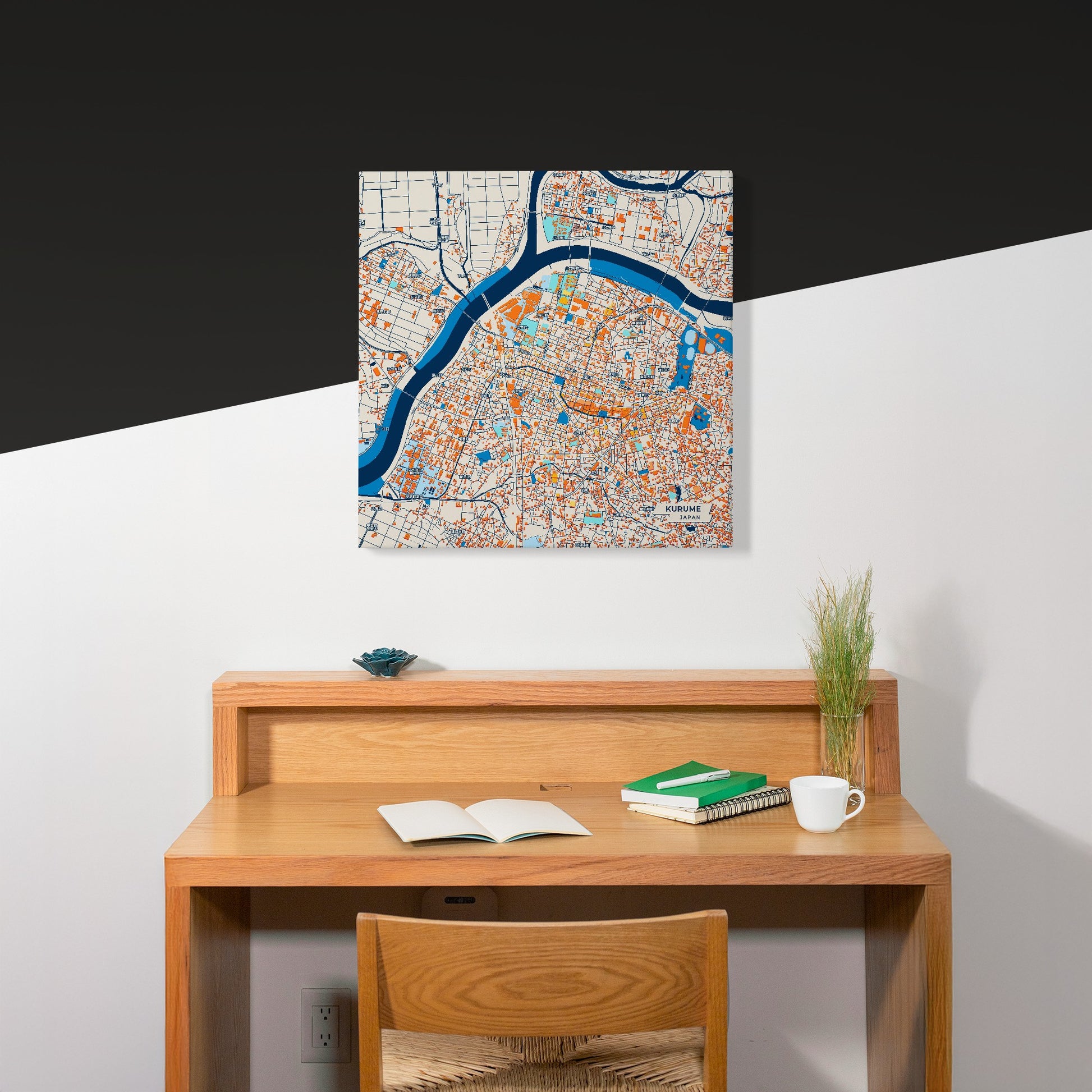 Kurume Japan Colorful City Map Canvas Print Scene