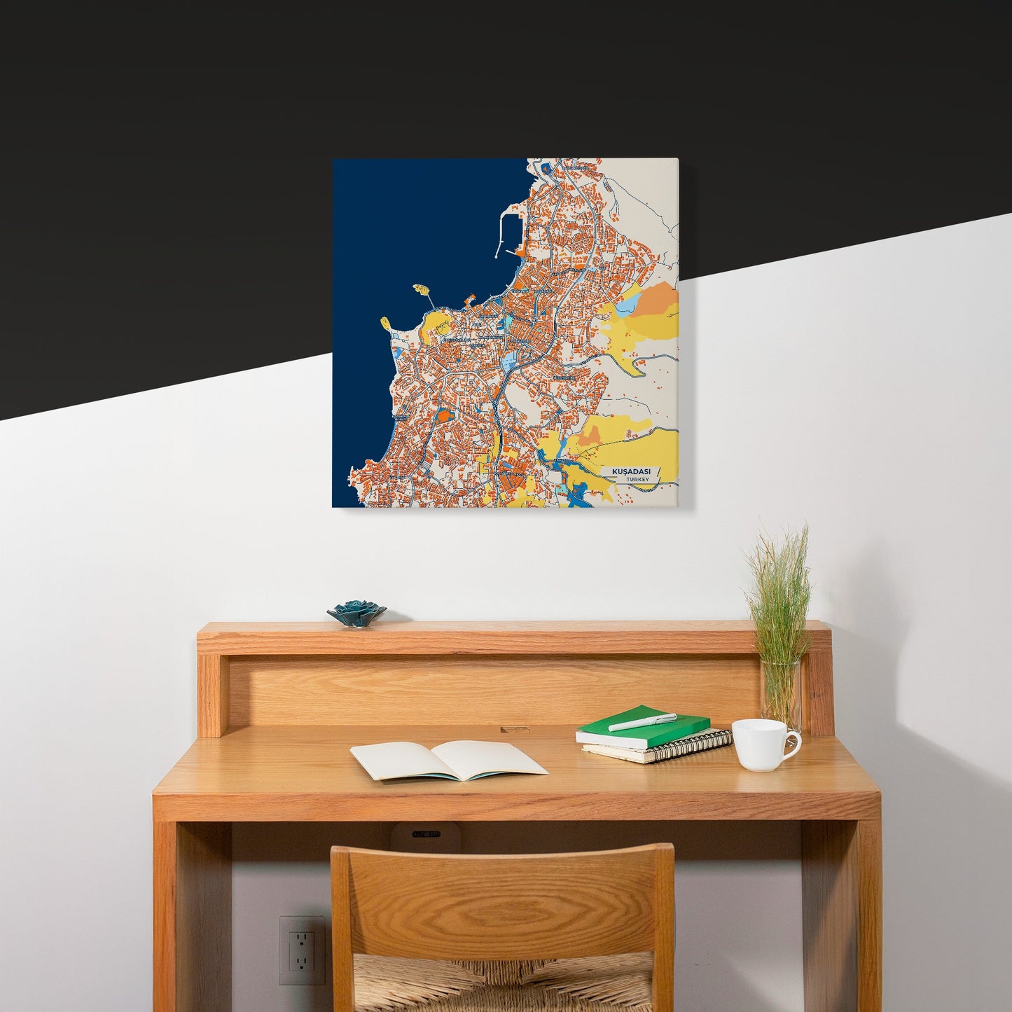 Kuşadasi Turkey Colorful City Map Canvas Print Scene
