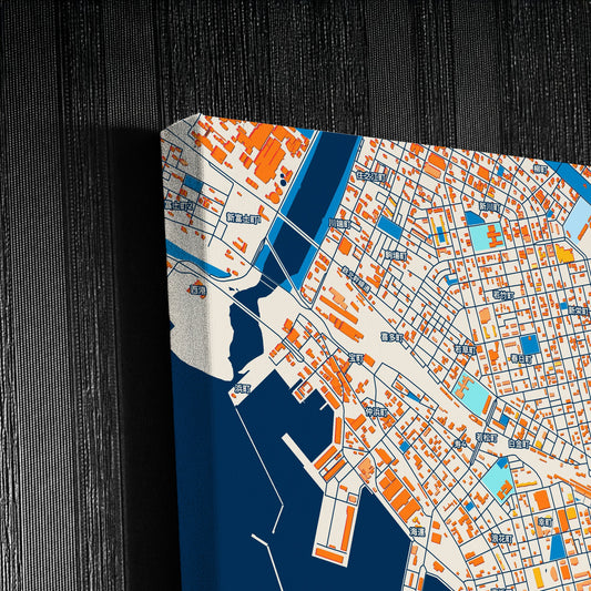 Kushiro Japan Colorful City Map Canvas Print Detail