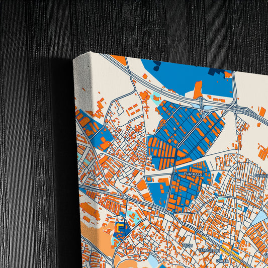 Kütahya Turkey Colorful City Map Canvas Print Detail