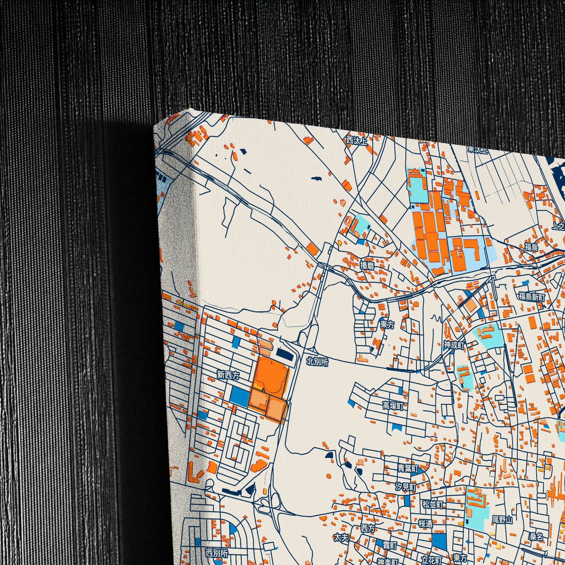 Kuwana Japan Colorful City Map Canvas Print Detail
