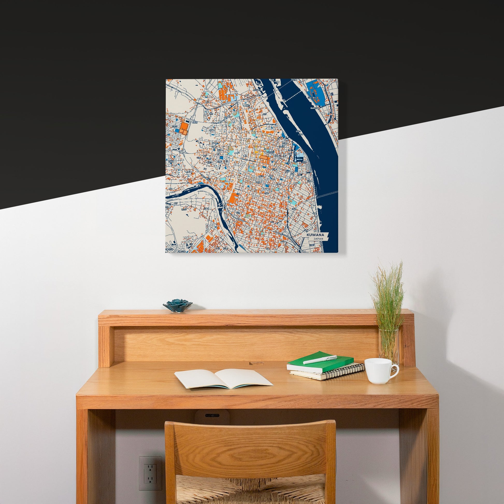 Kuwana Japan Colorful City Map Canvas Print Scene