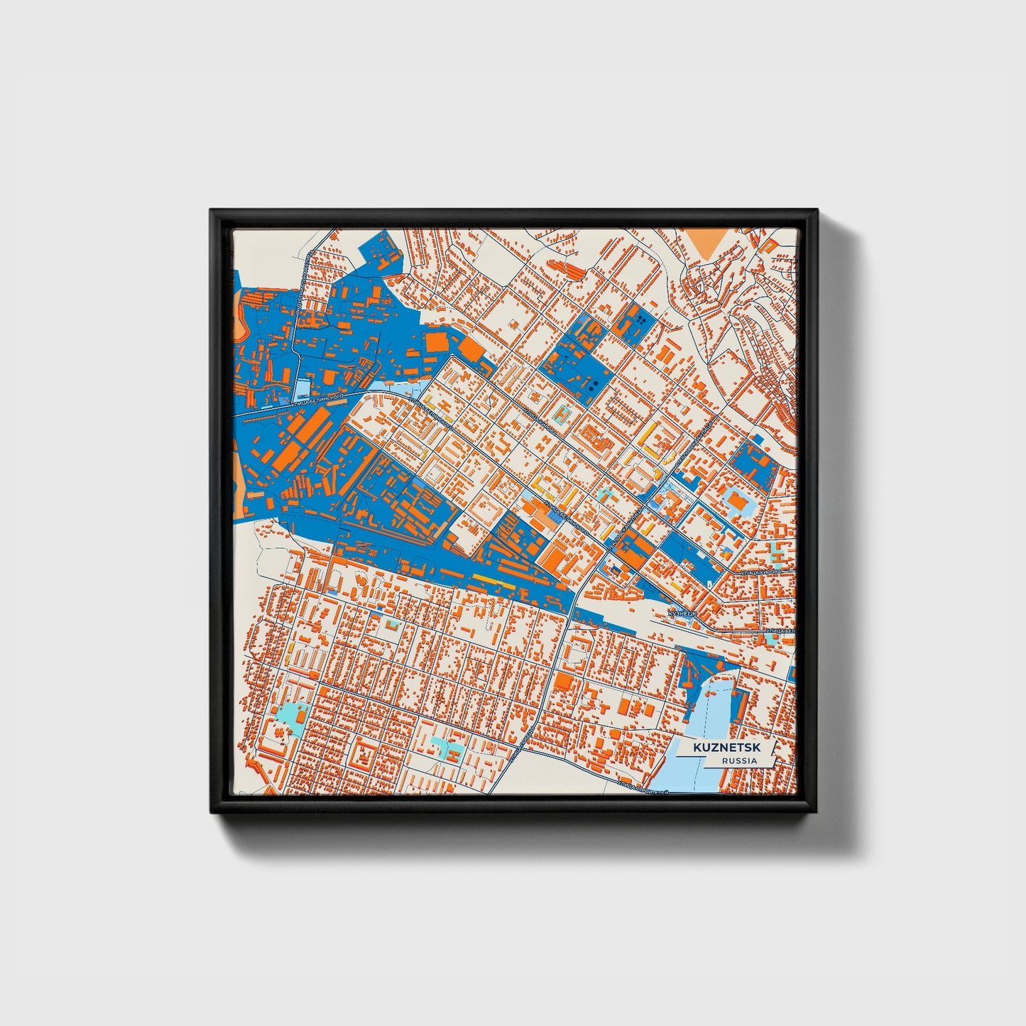 Кузнецкий Russia Colorful City Map Canvas Print • Black Framed