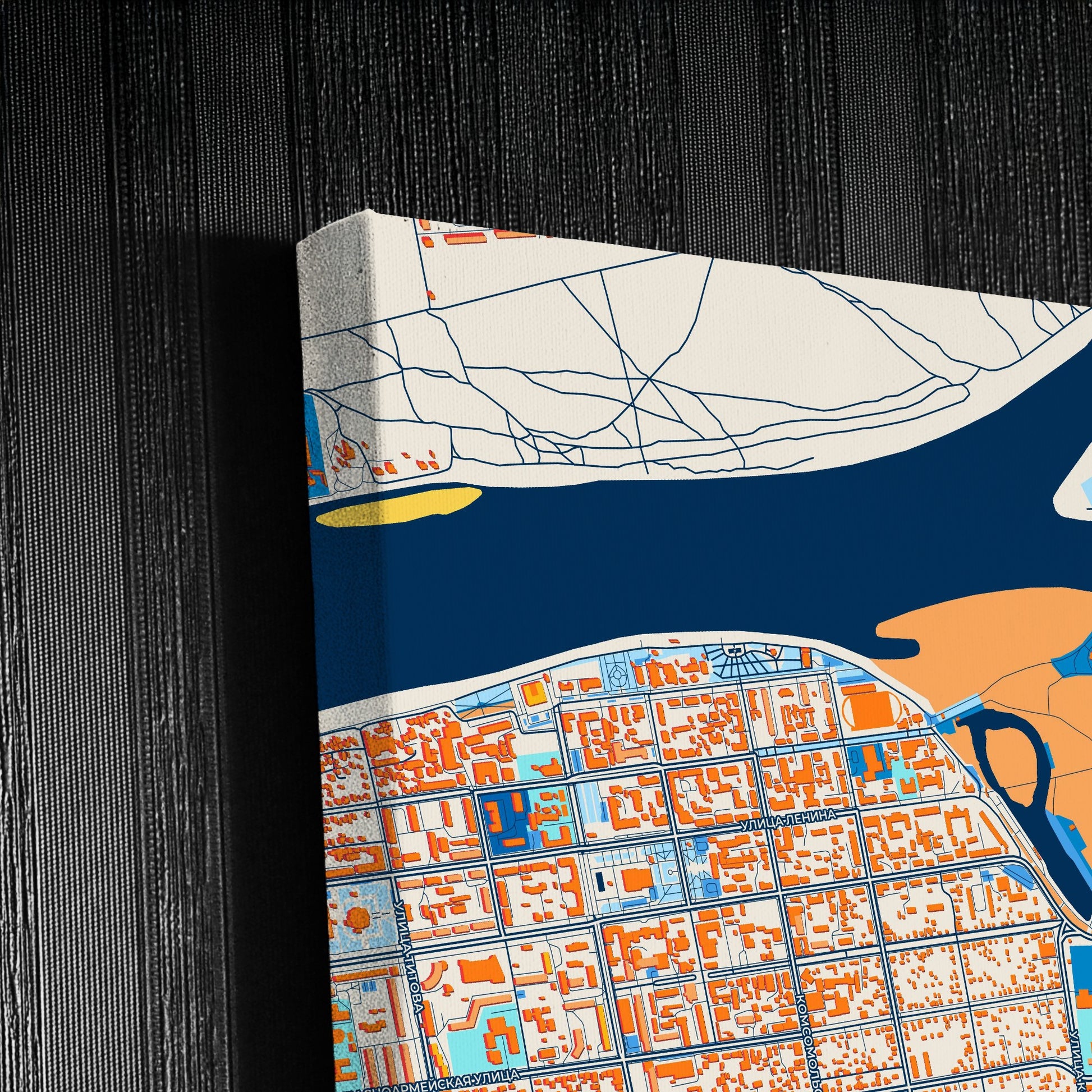 Кызыл Russia Colorful City Map Canvas Print Detail