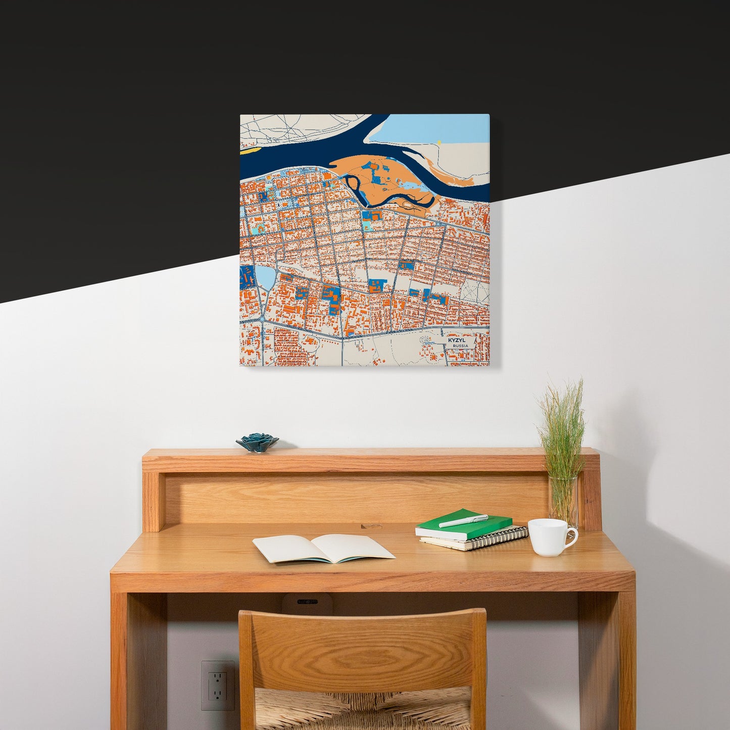 Кызыл Russia Colorful City Map Canvas Print Scene