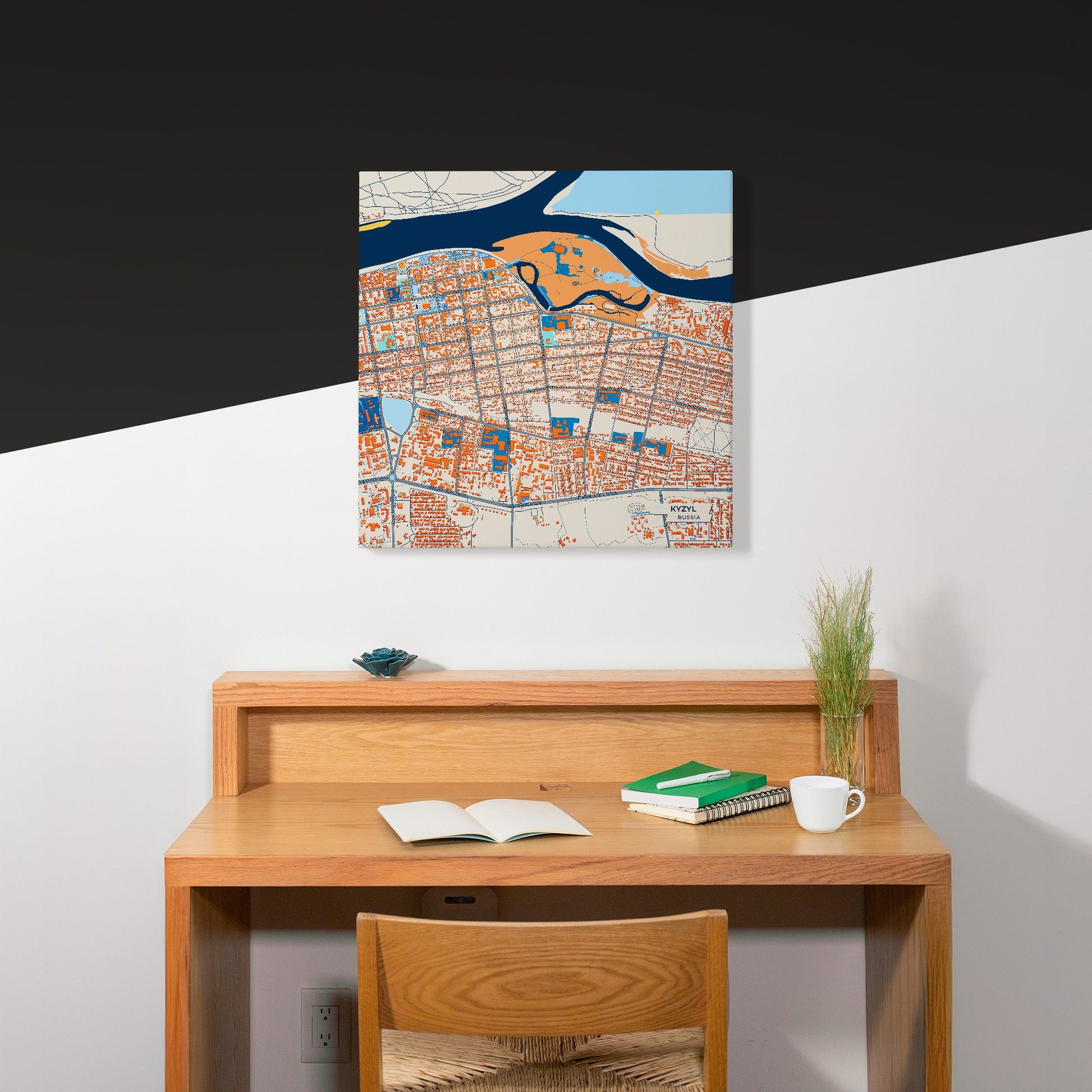 Кызыл Russia Colorful City Map Canvas Print Scene